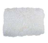 SNUGRUGS Mongolian Long Curly Wool Sheepskin Cushion/Pillow & Cushion Inner - 30cm x 50cm - White