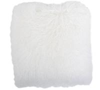 SNUGRUGS Mongolian Long Curly Wool Sheepskin Cushion/Pillow & Cushion Inner - 40cm x 40cm - White