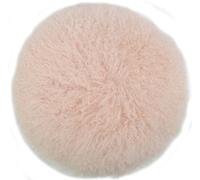 SNUGRUGS Round Mongolian Long Curly Wool Sheepskin Cushion/Pillow & Cushion Inner (40cm Width, Light Pink)