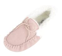 SNUGRUGS Sophia, Womens Wool Moccasin with Cuff & Suede Sole, Camel, 8 UK / 41 EU