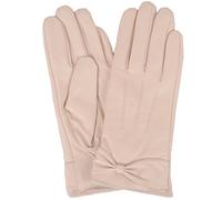 SNUGRUGS Womens Butter Soft Premium Leather Glove, Bow, 3pt Stitch Design, Warm Fleece Lining, Beige, X-Large (8")