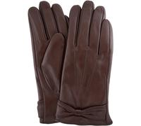 SNUGRUGS Women's Butter Soft Premium Leather Glove, Bow, Stitch Design & Fleece Linning in Brown | Size: Small SNUGRUGS Brown S