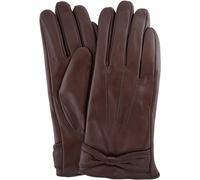 SNUGRUGS Women's Butter Soft Premium Leather Glove, Bow, Stitch Design & Fleece Linning in Brown | Size: XL SNUGRUGS Brown XL