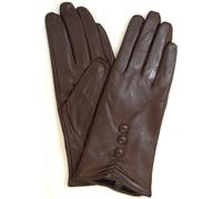 SNUGRUGS Womens Butter Soft Premium Leather Glove, Classic Triple Button, Warm Fleece Lining, Brown, Medium