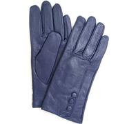 SNUGRUGS Womens Butter Soft Premium Leather Glove, Classic Triple Button, Warm Fleece Lining, Navy, Medium