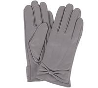 SNUGRUGS Womens Butter Soft Premium Leather Glove with Bow, 3 Point Stitch Desin & Warm Fleece Linning (Medium (7"), Light Grey)