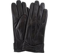SNUGRUGS Womens Butter Soft Premium Leather Glove with Bow, 3 Point Stitch Desin & Warm Fleece Linning - Black - Small (6.5")