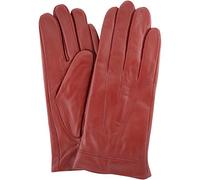 SNUGRUGS Womens Butter Soft Premium Leather Glove with Classic 3pt Stitch Design & Warm Fleece Lining - Red - Medium (7")