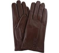 SNUGRUGS Womens Butter Soft Premium Leather Glove with Classic Triple Button Stitch Detail & Warm Fleece Lining - Brown - X-Large (8")