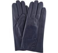 SNUGRUGS Women's Butter Soft Premium Leather Glove with Classic Triple Button Stitch Detail & Warm Fleece Lining in Navy | Size: Small SNUGRUGS Navy S