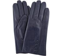 SNUGRUGS Womens Butter Soft Premium Leather Glove with Classic Triple Button Stitch Detail & Warm Fleece Lining - Navy - Small (6.5")