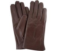 SNUGRUGS Womens Butter Soft Premium Leather Glove with Woven Stich Design & Warm Fleece Linning - Brown - Large (7.5")