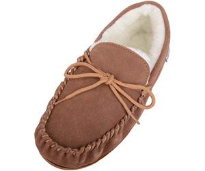 SNUGRUGS Women's Clara, Lambswool Moccasin Slipper, 3 UK / 36 EU Light Brown