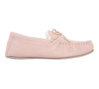 SNUGRUGS Women's Clara, Wool Suede Moccasin Slipper with Rubber Sole in Beige | Size: 3 SNUGRUGS Beige 3