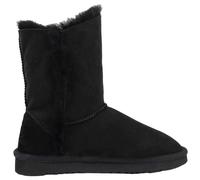 SNUGRUGS Women's Double Faced Sheepskin Mid Calf Outdoor Boot with Button Detail in Black | Size: 5 SNUGRUGS Black 5