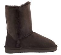 SNUGRUGS Women's Double Faced Sheepskin Mid Calf Outdoor Boot with Button Detail in Chocolate | Size: 4 SNUGRUGS Chocolate 4