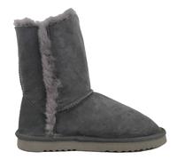 SNUGRUGS Women's Double Faced Sheepskin Mid Calf Outdoor Boot with Button Detail in Grey | Size: 3 SNUGRUGS Grey 3