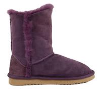 SNUGRUGS Women's Double Faced Sheepskin Mid Calf Outdoor Boot with Button Detail in Purple | Size: 4 SNUGRUGS Purple 4