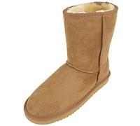 SNUGRUGS Womens Double Faced Sheepskin Mid Calf Short Outdoor Boot, Chestnut, UK 4