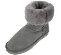 SNUGRUGS Womens Double Faced Sheepskin Mid Calf Short Outdoor Boot - Grey - UK 4 / EU 37