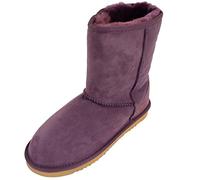 SNUGRUGS Womens Double Faced Sheepskin Mid Calf Short Outdoor Boot, Purple, UK 8
