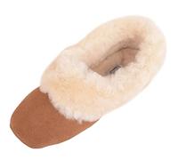 SNUGRUGS Women's Eleanor Low Top Sheepskin Ballerina Slipper with Suede Sole - Chestnut - UK 4
