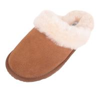 SNUGRUGS Women's Elsie, Open Back Sheepskin Mule Slipper with Cuff, Chestnut 6 UK / 39 EU