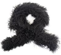 SNUGRUGS Womens Extra Long Luxury Genuine Curly Mongolian Sheepskin Scarf/Boa - Black