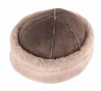 SNUGRUGS Womens Genuine Double Faced Sheepskin Hat, Sheepskin Trim, Dark Vizon, Medium