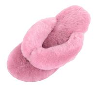 SNUGRUGS Womens Genuine Full Sheepskin Slip On Toe Post Flip Flop Slider Slippers - Rose - UK 6