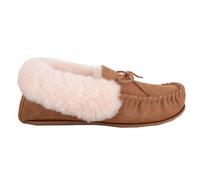 SNUGRUGS Women's Genuine Sheepskin Lined Moccasin Slipper with Rubber Sole in Tan | Size: 7 SNUGRUGS Tan 7