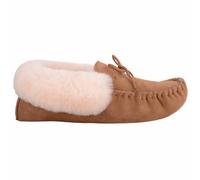 SNUGRUGS Women's Genuine Sheepskin Lined Moccasin Slipper with Soft Sole in Tan | Size: 4 SNUGRUGS Tan 4