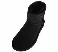SNUGRUGS Womens Genuine Sheepskin Mini Ankle Boots with Reinforced Heel - Black - UK 7 / EU 40
