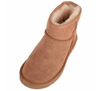 SNUGRUGS Womens Genuine Sheepskin Mini Ankle Boots with Reinforced Heel - Chestnut - UK 7 / EU 40