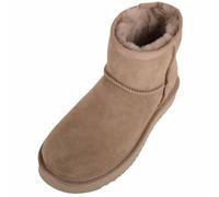 SNUGRUGS Womens Genuine Sheepskin Mini Ankle Boots with Reinforced Heel - Fawn - UK 7 / EU 40