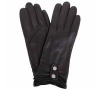 SNUGRUGS Women's Genuine Soft Leather Gloves with Piping & Contrast Button Detail in Black | Size: Large SNUGRUGS Black L