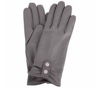 SNUGRUGS Women's Genuine Soft Leather Gloves with Piping & Contrast Button Detail in Grey | Size: XL SNUGRUGS Grey XL