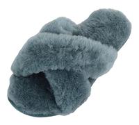 SNUGRUGS Womens Genuine Thick Sheepskin Open Back Peep Toe Cross Over Slipper Slider - Marine - UK 4