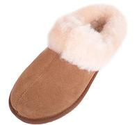 SNUGRUGS Women's Harriet Sheepskin Slipper Mule with Cuff - Chestnut - UK 8