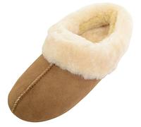 SNUGRUGS Womens Luxury Genuine 100% Full Sheepskin Slipper with Soft Sole, Chestnut, UK 3