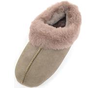 SNUGRUGS Womens Luxury Genuine 100% Full Sheepskin Slipper with Soft Sole, Grey Vole, UK 6