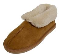 SNUGRUGS Womens Sheepskin Boot Slipper with Sheepskin Cuff & EVA Rubber Sole, Chestnut, 9 UK / 42 EU