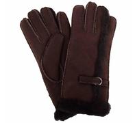 SNUGRUGS Womens Sheepskin Glove with Wool Out and Buckle Detailing - Coffee - Medium