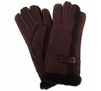 SNUGRUGS Women's Sheepskin Glove with Wool Trim & Buckle Detailing in Brown | Size: Large SNUGRUGS Brown L