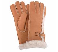 SNUGRUGS Women's Sheepskin Glove with Wool Trim & Buckle Detailing in Tan | Size: XL SNUGRUGS Tan XL