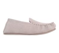 SNUGRUGS Women's Slip On Fabric Lined Suede Moccasin Slippers with Rubber Sole in Grey | Size: 4 SNUGRUGS Grey 4