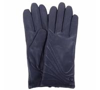 SNUGRUGS Womens Smooth Genuine Leather Glove with Stitch and Button Detail - Navy - Large