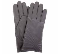 SNUGRUGS Women's Smooth Genuine Leather Glove with Stitch & Button Detail in Grey | Size: Small SNUGRUGS Grey S