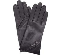 SNUGRUGS Womens Soft Leather Stylish Winter Glove/Gloves with Button Design - Black - Large (7.5")