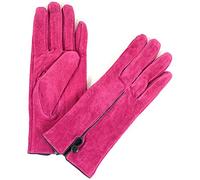 SNUGRUGS Womens Soft Suede Gloves with Leather Piping and Button Detailing - Fuchsia - Extra Large (8")